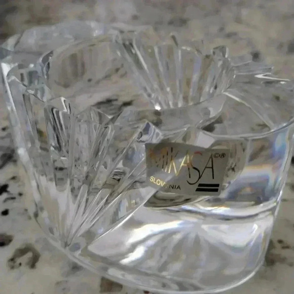 MIKASA Crystal Votive Tea Light Candle Holder Clear Vintage Glass with Tags - Picture 4 of 5
